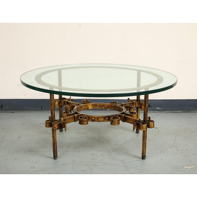 Gilbert Poillerat Style Gilt Iron and Glass Coffee/Cocktail Table, C. 1950 For Sale - Image 10 of 17