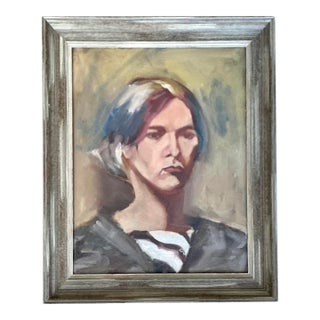 Vintage Original Oil Portrait on Canvas For Sale
