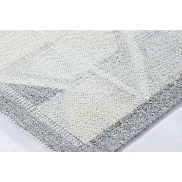 2010s Rug & Kilim’s Scandinavian-Inspired Runner Rug, Gray and Blue Geometric Patterns For Sale - Image 5 of 7