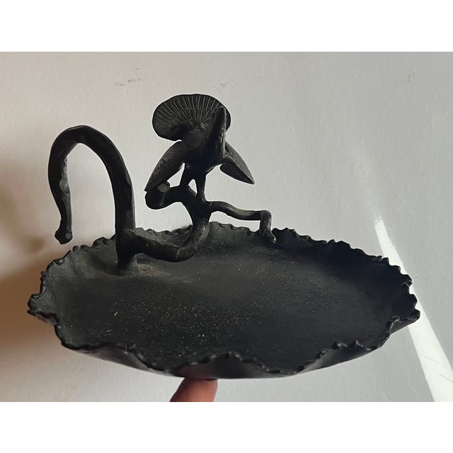 Antique Early 20th Century American Arts & Crafts Bronzed Iron Turkey Bird Card Tray For Sale - Image 15 of 15