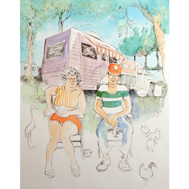 1980s William Papas "Snowbirds" Hand Colored Signed Limited Ed. Etching For Sale - Image 5 of 5