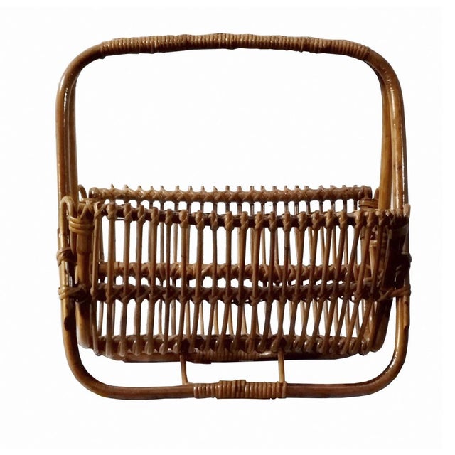 Wood Bamboo Magazine Rack, Italy, 1960 For Sale - Image 7 of 10
