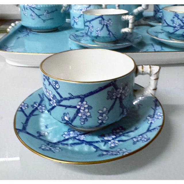 Japanese Mid 19th Century Japanese Style English Tea Set W/ Faux Bamboo Trim - 13 pcs For Sale - Image 3 of 9