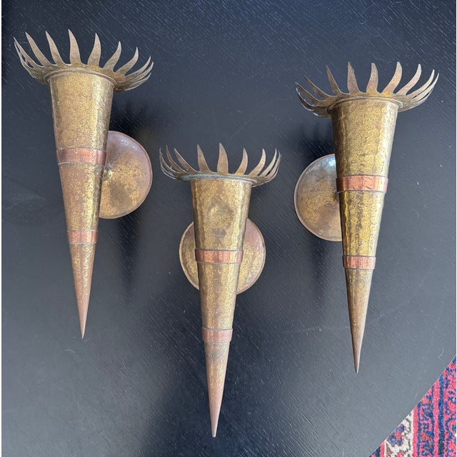 Art Deco Neoclassical Wall Lights, 1940s, Set of 3 For Sale - Image 3 of 5