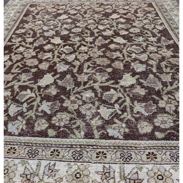 Oxblood Red Antique Sultanabad Mahal Rug With Rich Brown and Geometric Patterns 4'2 X 5'7 For Sale - Image 8 of 10