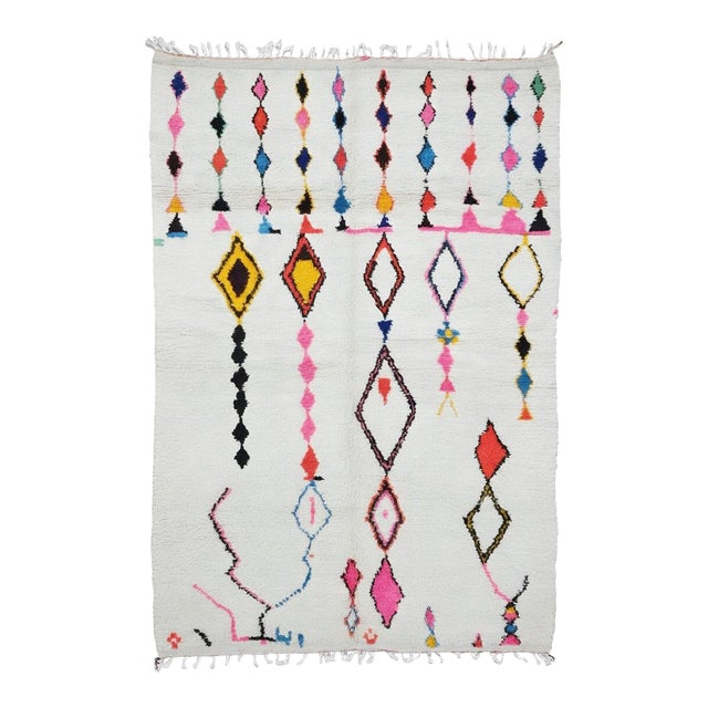 Colorful Geometric Moroccan Azilal Rug - 11.8 X 8.2 Ft For Sale