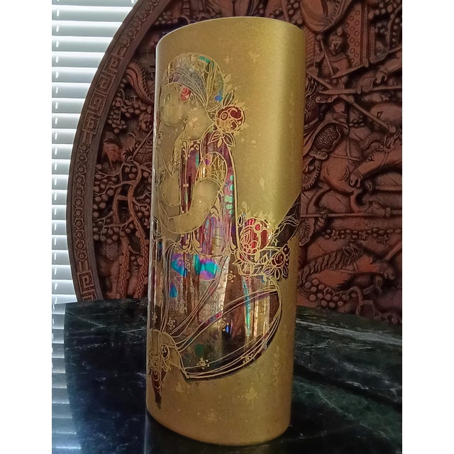 Gold 1970s Rosenthal Large Numbered 24k Gold Plated Multicolor Porcelain Vase For Sale - Image 8 of 9