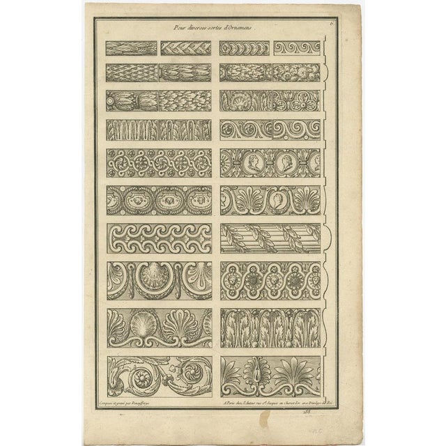 Set of two architecture prints depicting various ornaments. These prints originate from 'Recueil Élémentaire...