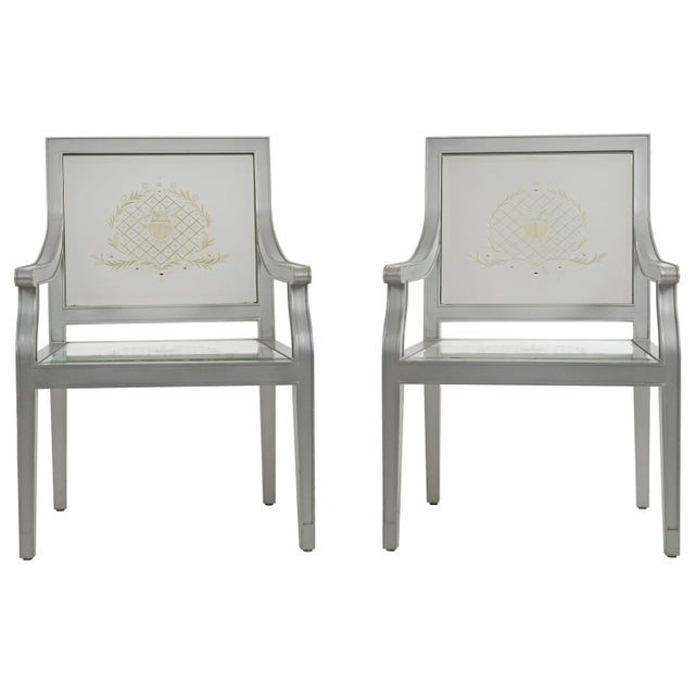 Custom Phillip Starck Mirrored Louis XVI Style Chairs, Cliff Hotel San Francisco - A Pair For Sale - Image 11 of 11