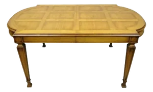 Vintage Karges Italian Provincial Parquetry Inlay Top Dining Table W/ 3 Leaves