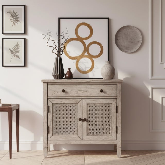 The Butler Specialty Company Flagstaff Cane Accent Chest merges airy texture with rustic wood warmth, creating a piece...