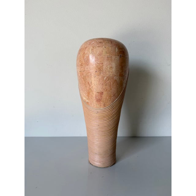 1980’s Vintage Maitland Smith Style Tessellated Stone & Rattan Decorative Vase For Sale In Miami - Image 6 of 11