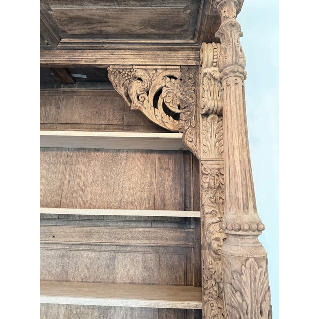 Tan 19th Century French Antique Carved Bleached Oak Buffet / Hutch For Sale - Image 8 of 12