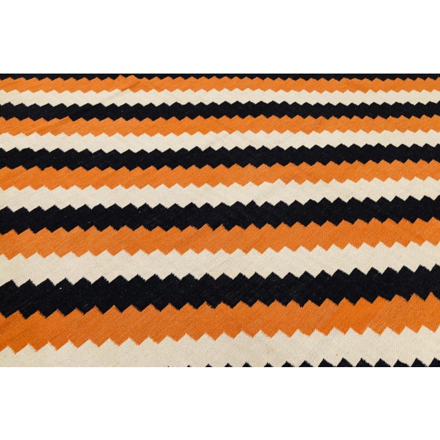 9x12 Vibrant Modern Navajo Style Geometric Wool Rug in Burnt Orange For Sale - Image 11 of 11