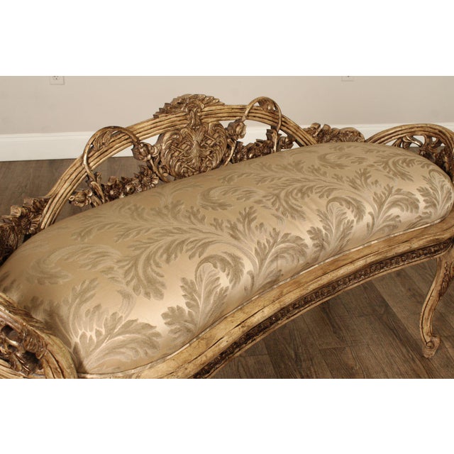 Wood Late 20th Century Italian Rococo Style Antiqued Window Bench For Sale - Image 7 of 18