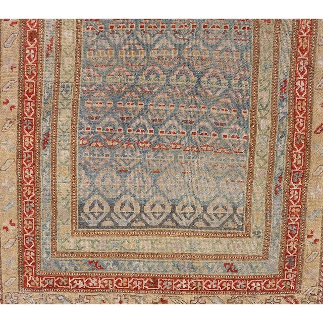 Antique Kurdish Runner With Geometric Motifs and Soft Color Palette 3'6"x10'0" For Sale In Atlanta - Image 6 of 10