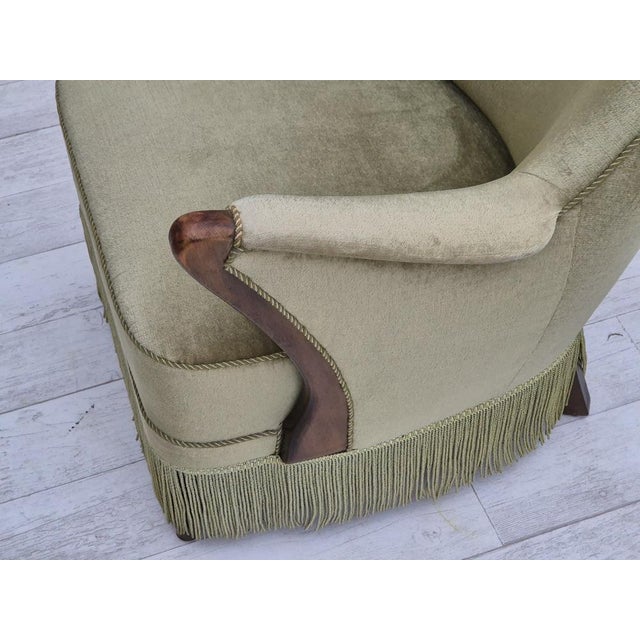 Scandinavian Armchair in Velour with Beech Wood Legs, 1960s For Sale - Image 15 of 18