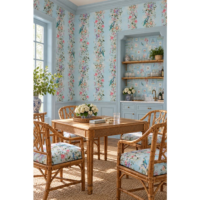 Our Mahjong Garden Stripe Wallpaper takes the timeless beauty of classic chinoiserie and gives it a fresh, collected feel....