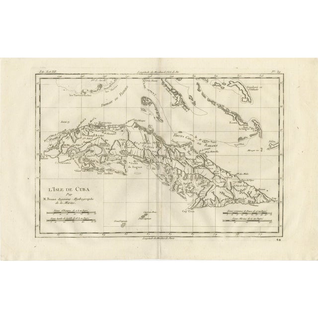 Cuba Enlightenment Island Map by Rigobert Bonne, 1780s For Sale