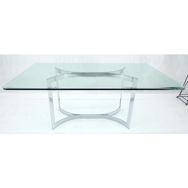 1970s Mid Century c1970s Bent "C" Curve Chrome Ribbon Style Base Dining Table Bauhaus For Sale - Image 5 of 11