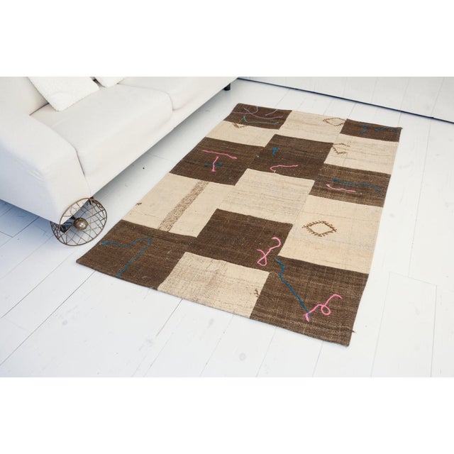 Colourful Anatolian Wool Vintage Kilim Rug For Sale - Image 4 of 10
