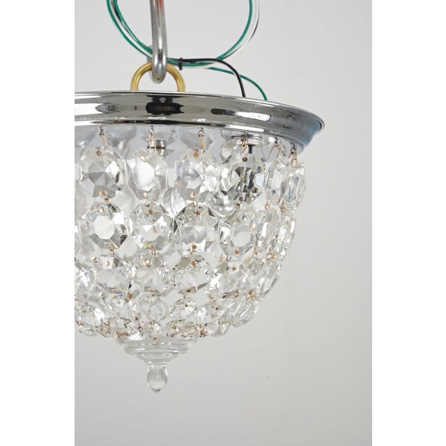 Late 20th Century Restored 9 In. Faceted Crystal Flush Mount Ceiling Light For Sale - Image 4 of 9