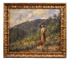 Italian School, Landscape with Figure Painting, 1914, Oil on Canvas