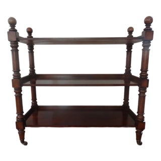 1980s English Mahogany 3 Tier Etagere or Butlers Trolley For Sale