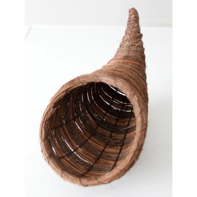 Vintage Woven Cornucopia Basket For Sale - Image 6 of 13