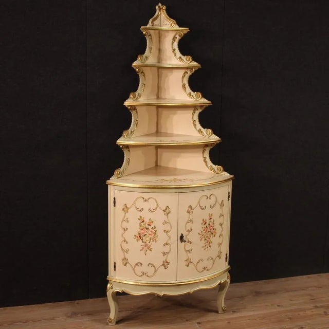 Corner Cabinet in Lacquered, Gilded and Painted Wood, 1960 For Sale - Image 12 of 12