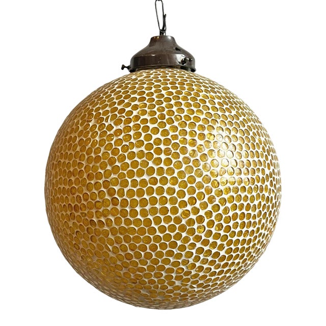 Yellow Mosaic Globe Pendant Light Large For Sale