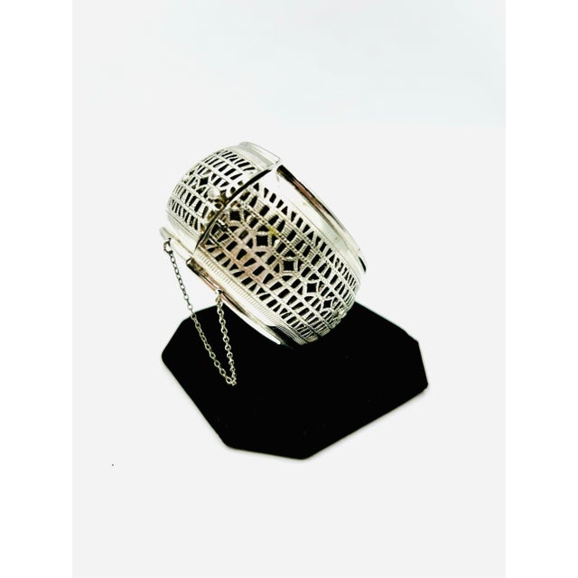 Metal Whiting & Davis Co. Vintage 1970's Signed Wide Hinged Cuff Bracelet For Sale - Image 7 of 11