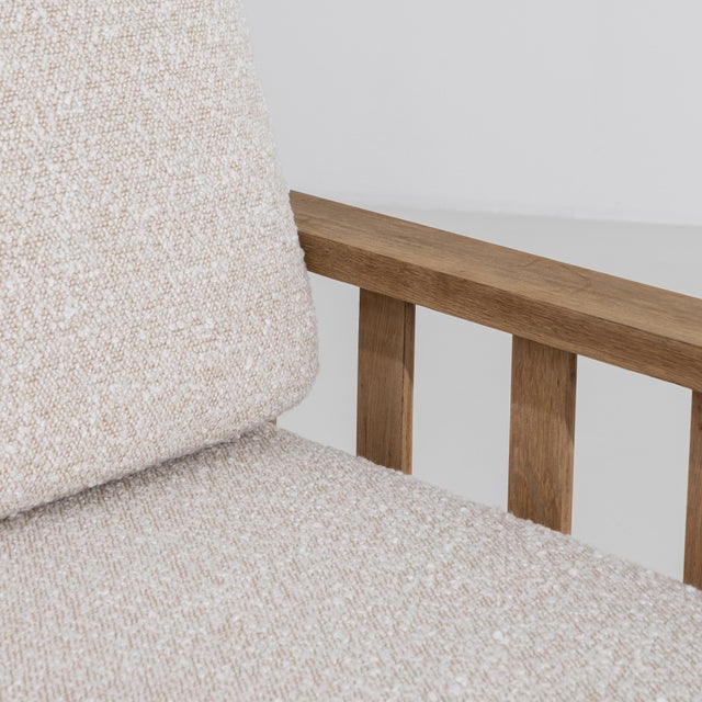 Wood Reclining Lounge Armchair With Pull-Out Footrest In Bouclé Upholstery For Sale - Image 7 of 16