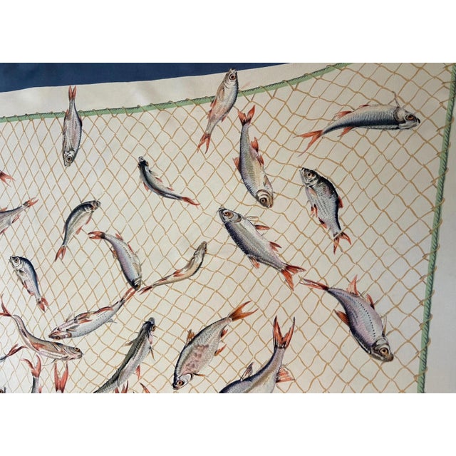 Blue Hermès Scarf « Coup De Filet » 1955 For Sale - Image 8 of 10