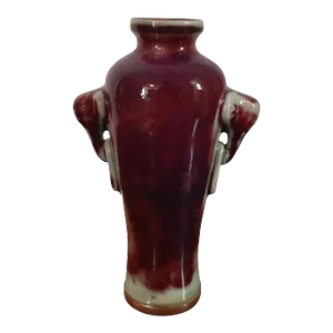 Vintage Chinese Porcelain Baluster Shape Vase with Elephant Ring Handles