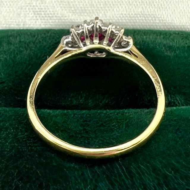 Metal Vintage Ruby and Diamond Cluster Ring, 1980s For Sale - Image 7 of 15