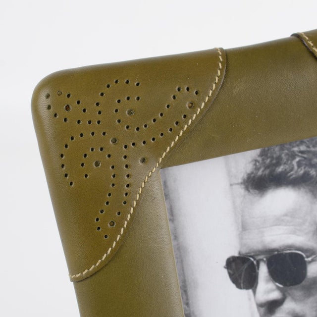 1970s Gucci, Italy Leather Picture Frame With Pierced Design For Sale - Image 5 of 9