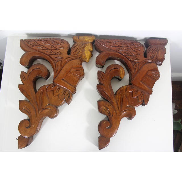 Antique Carved Wood Shelf Brackets Corbels Female Ship Figurehead Large Heavy, a Pair For Sale - Image 16 of 16