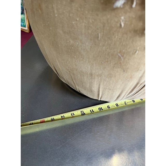 Mid-Century Modern Vintage Pouf With Tassel Design, Extra Seating, Needs Upholstery For Sale - Image 3 of 6