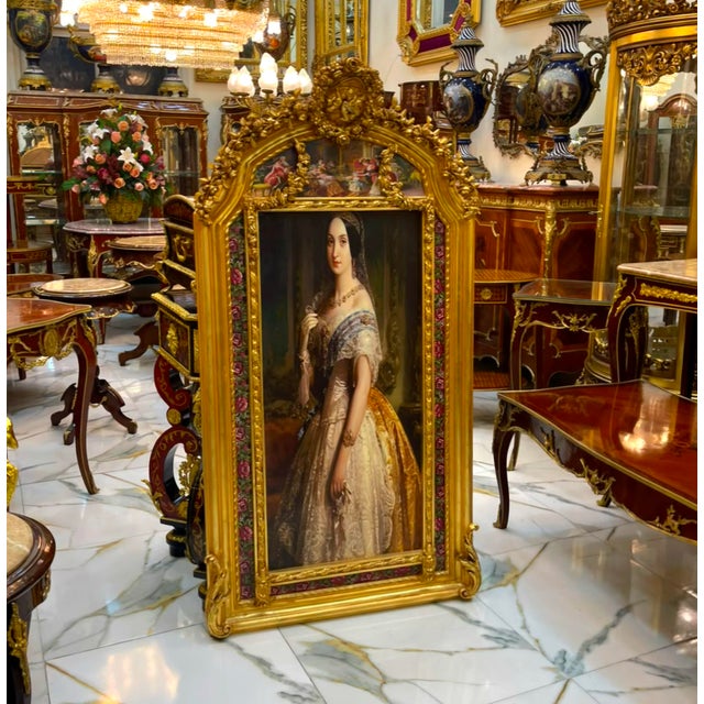 Baroque French Baroque Portrait Painting – Hand-Gilded Gold Leaf Frame With Cherub & Floral Details For Sale - Image 3 of 5