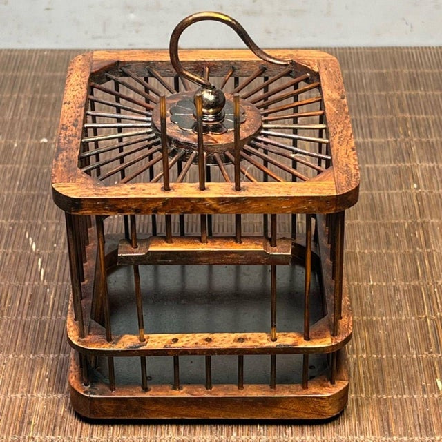 Vintage Chinese Rosewood Cricket Cage | Small Square Hanging Box | Asian Chinoiserie Decor For Sale - Image 9 of 10