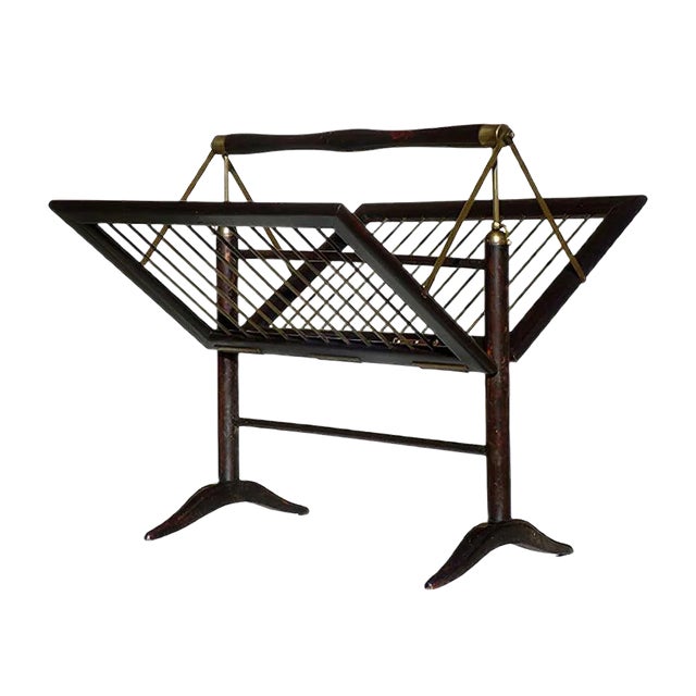 Mid-Century Italian Mahogany Magazine Rack by Cesare Lacca, 1950s For Sale