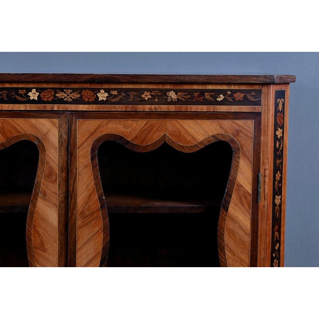 Wood Louis XV-Louis XVI Transition Display Cabinet in Marquetry of Precious Woods, Early 19th Century For Sale - Image 7 of 18