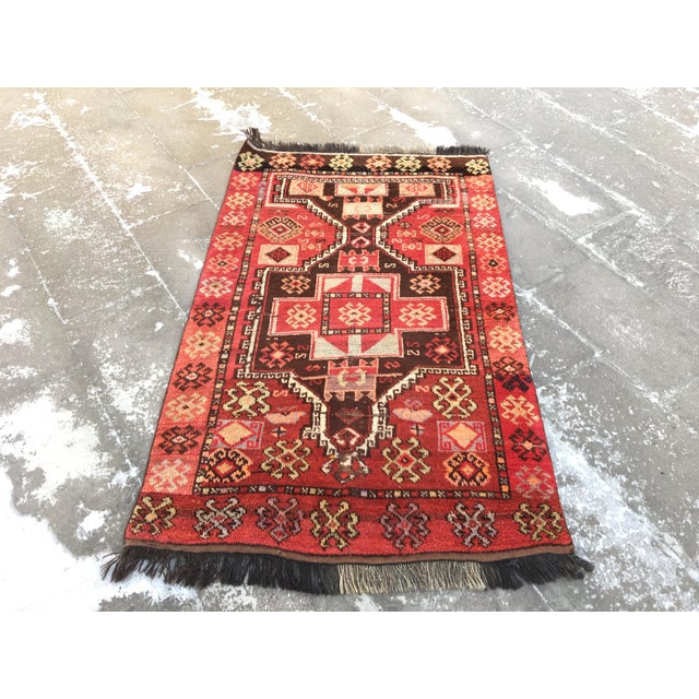Textile 1960s Vintage Turkish Nomad Rug - 3′2″ × 5′2″ For Sale - Image 7 of 7