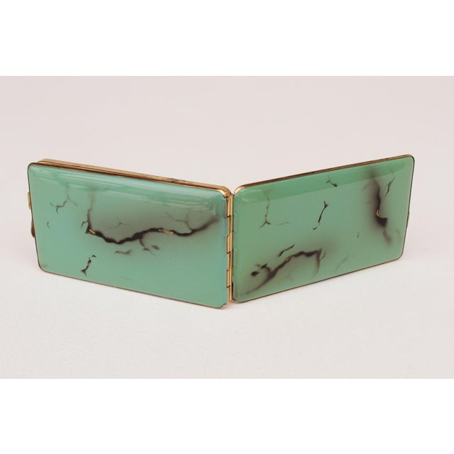 1930s Small Art Deco Lime Green Marbled Minaudière, 1930s For Sale - Image 5 of 9