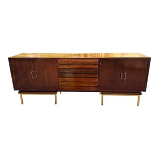 Vintage 1960s Walnut Wood Large Server Credenza by American of Martinsville For Sale