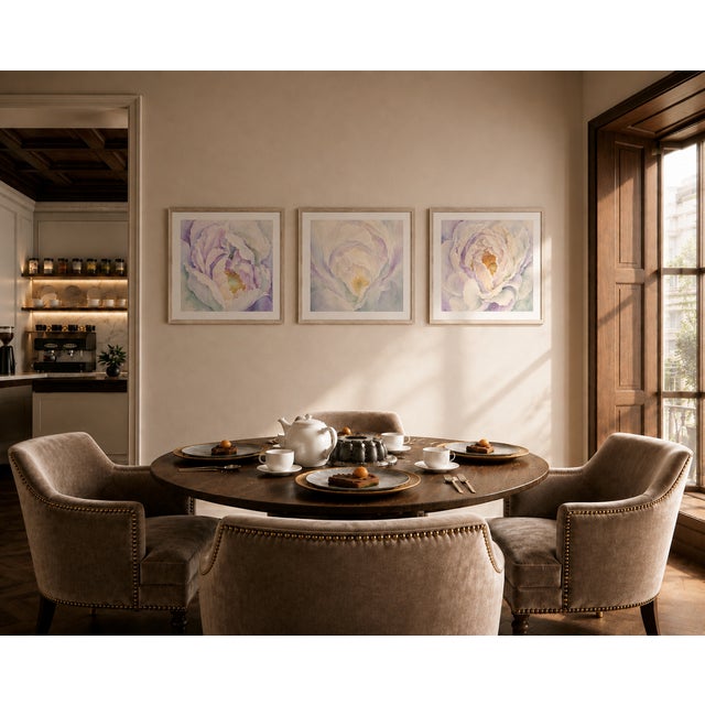 Paper Atelier Aria Lumae Peony Symphony Aquarelle Fine Art Cotton Rag Panels Set of 3 For Sale - Image 7 of 18