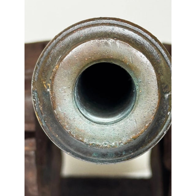 Brown Pair Small 19th Century Chinese Bronze Signal Cannons With Dragon Carriages For Sale - Image 8 of 12