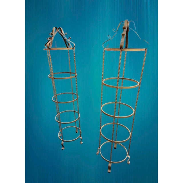 Mid 20th Century Mid 20th Century Italian 4 - Tier Twisted Wrought Iron Gilt Rope Étagères Display Shelf - A Pair For Sale - Image 5 of 10