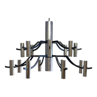 Contemporary ModerBlack and Chrome Candelabra Chandelier Ceiling Light Fixture For Sale